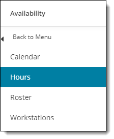 Site Manager Hours menu.